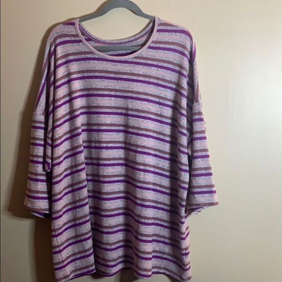 Torrid Super Soft Pink & Purple Striped Top - Picture 4 of 5